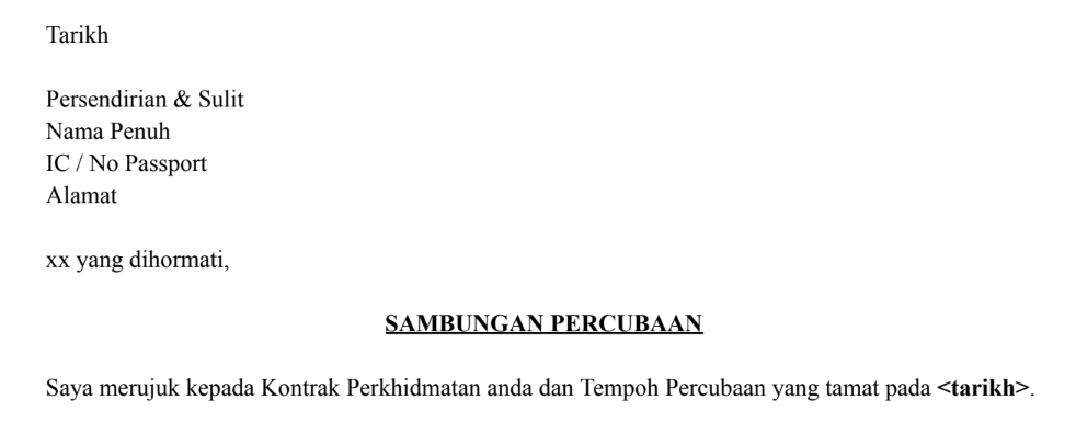 Surat sambungan percubaan